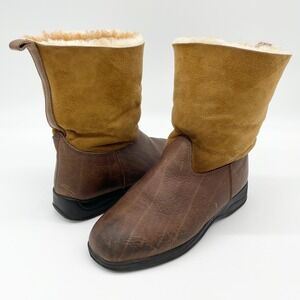 Martino Womens Leather Shearling Boots Size 9.5 Winter Minimal Western Heritage